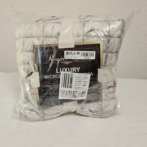 Royal Luxe Faux Fur Sherpa Throw Blanket 50x60 Ivory Gray Soft Plush Reversible